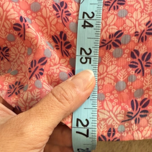 Talbots Pink Floral Ruffle Long Sleeve Sheer Overlay Whimsical Shirt Blouse Top - Picture 10 of 10